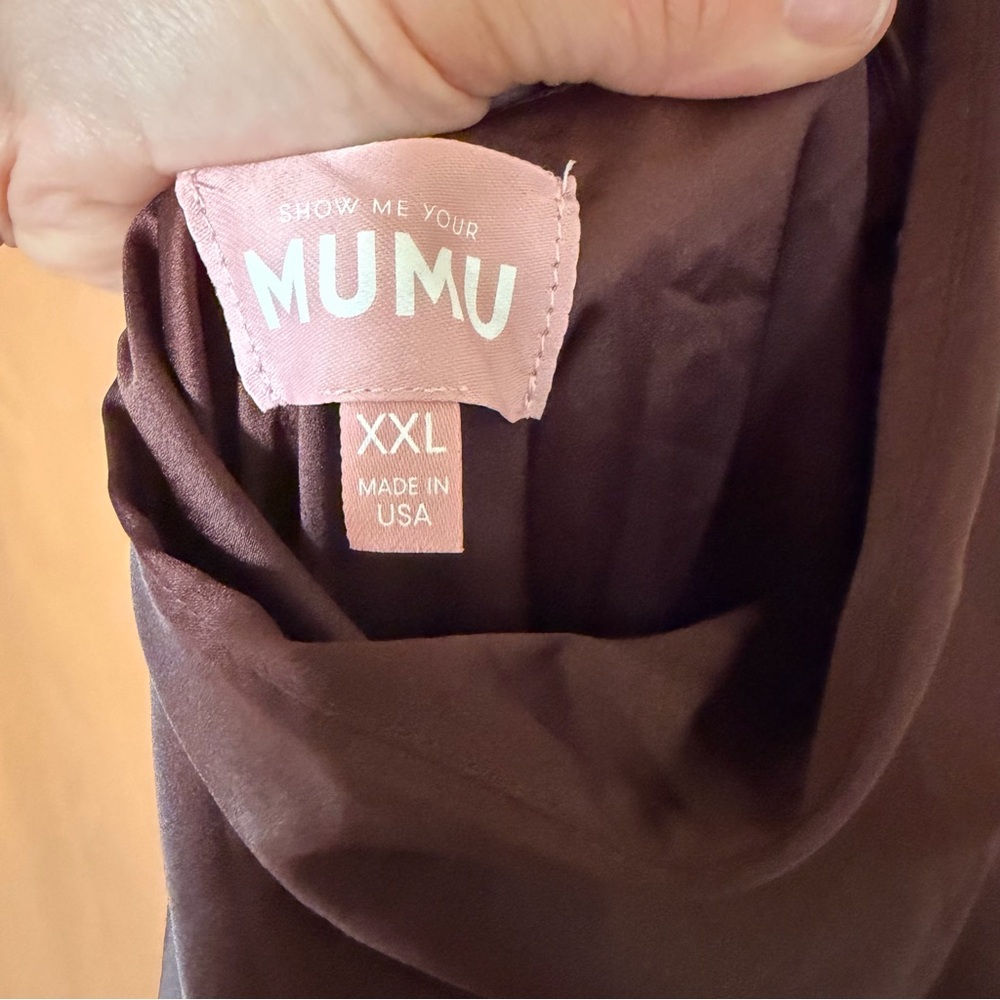Show Me Your MuMu Lisa Maxi Dress 🤎High Neck in Chocolate Luxe Satin Brown XXL - Picture 5 of 7
